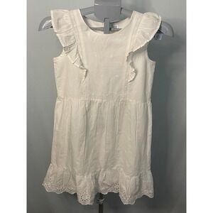 GAP Kids Girls White Eyelet Ruffle Sleeveless Dress Casual Party Large